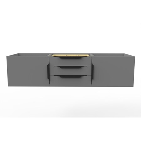 Castello Usa Alpine 60" Wall Mounted Gray Vanity Base with Black Handles CB-MC-60G-BL-VBO